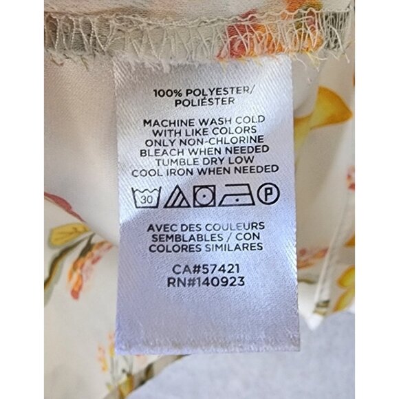 Loft Women's Short Layered Sleeve V Neck Blouse Top Lemons Print Polyester Sz L - Picture 7 of 13